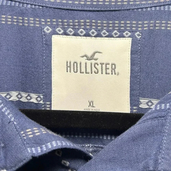 NWOT Hollister Men’s Long Sleeve Button Down Shirt Blue Size XL - Picture 7 of 7